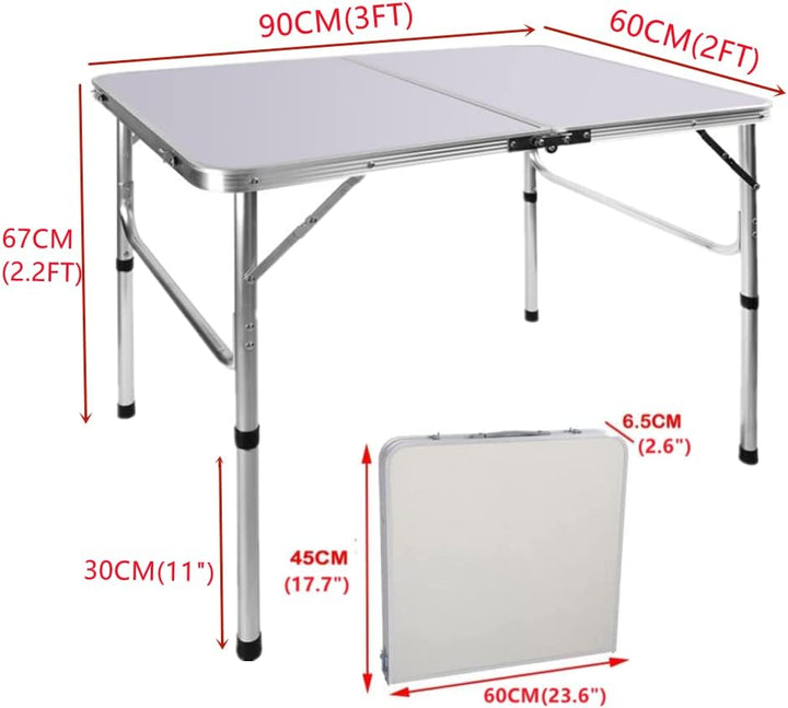 Klappbarer Campingtisch mit 2 verstellbaren Höhen (37/67 cm), Aluminium-Klapptisch, tragbarer Campin