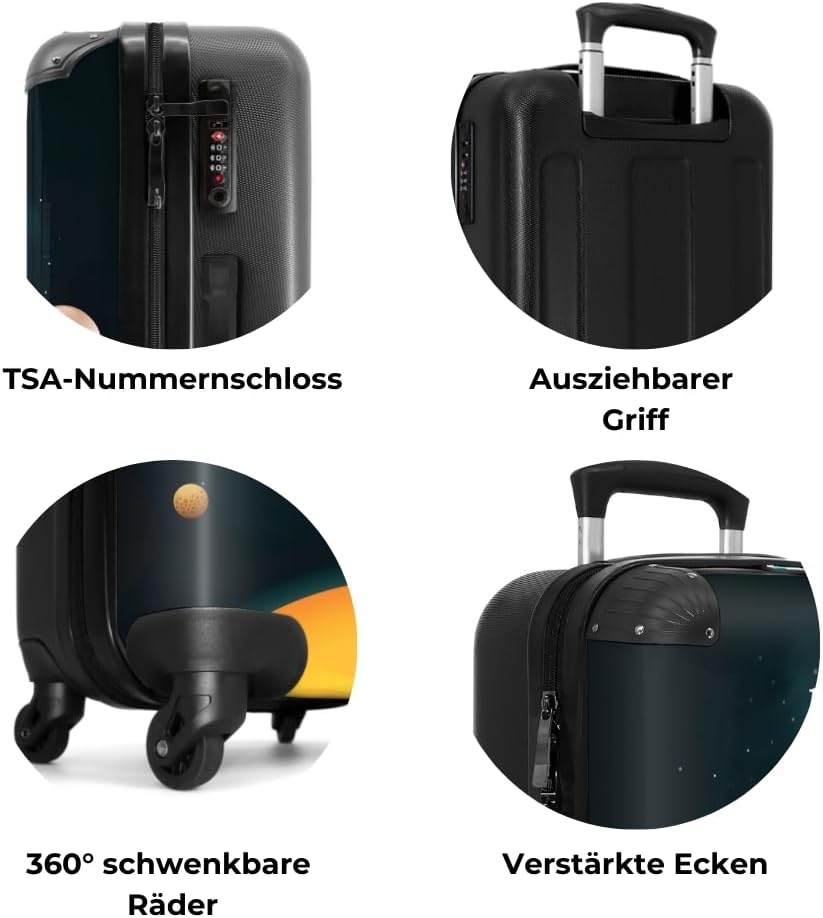 NoBoringSuitcases.com® Kinderkoffer Jungen Personalisiert - Koffer Kinder - Hartschalenkoffer Planet