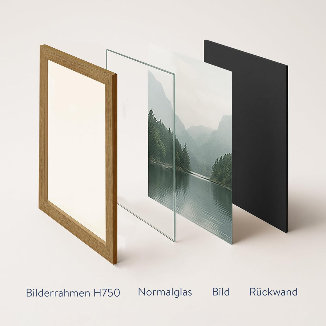 WANDStyle Bilderrahmen Strandhaus Stil 30x42cm DIN A3 I Farbe: Eiche-Optik I Fotorahmen I rustikaler