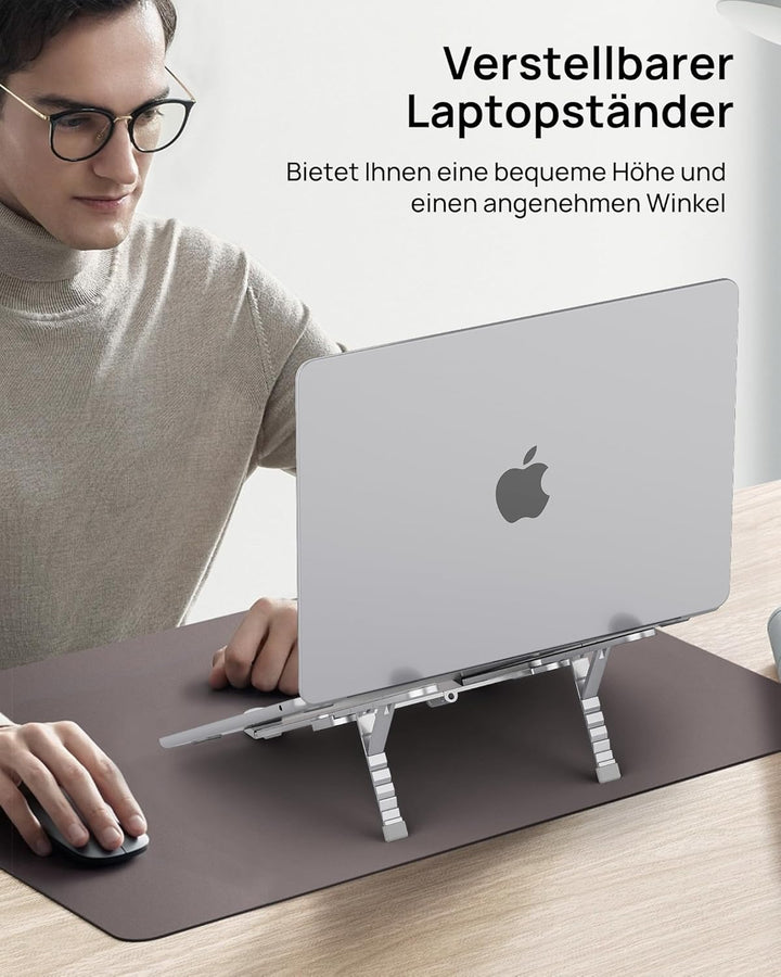 SODI Laptop Ständer, Faltbarer Aluminium Notebook Ständer, Höhenverstellbarer Laptopständer mit Belü
