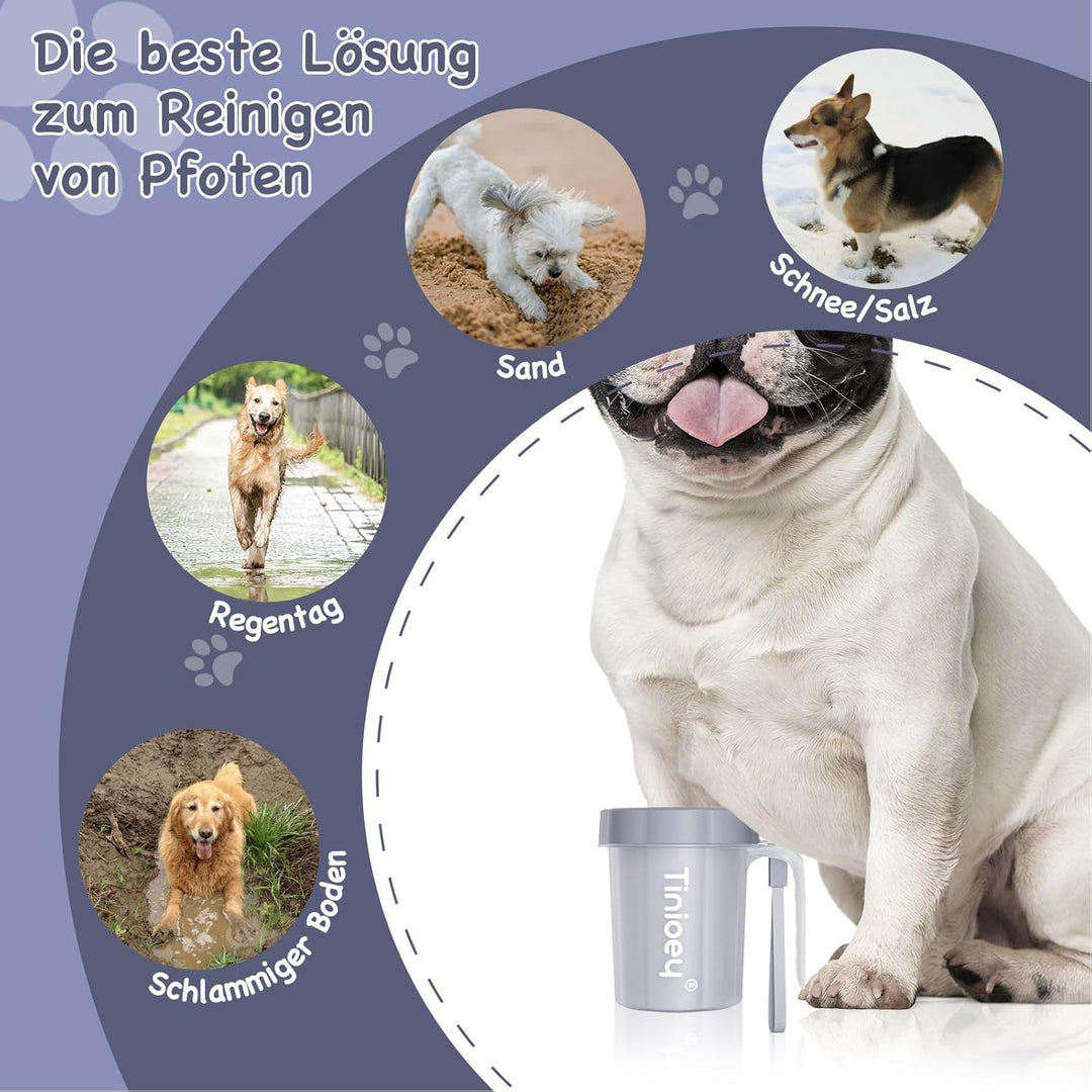 Tinioey Pfotenreiniger für mittelgrosse Hunde mit Griff, zum Reinigen von schmutzigen Pfoten, mit ei