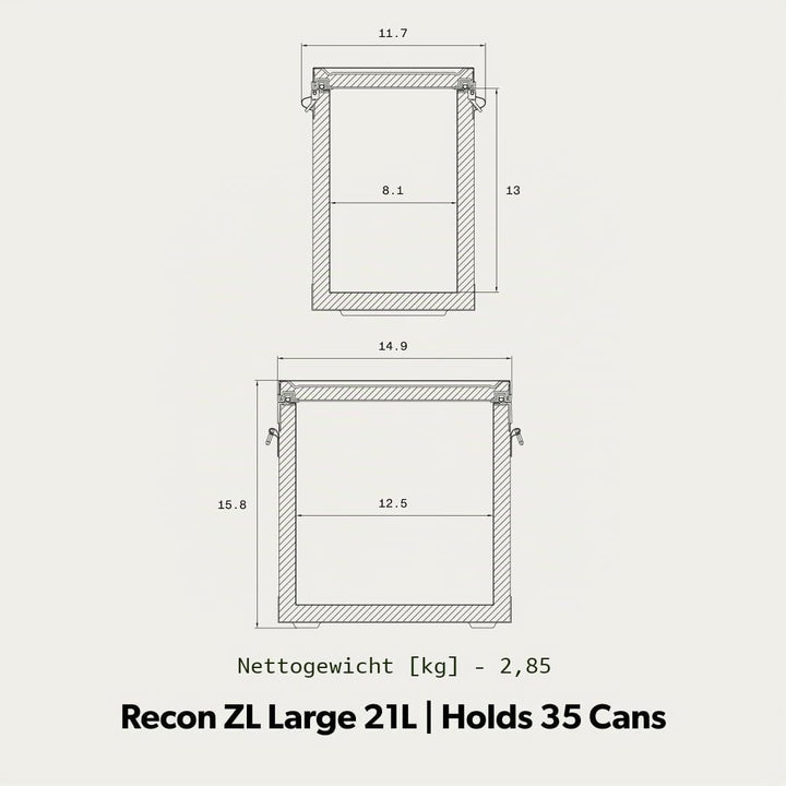 Dometic Recon Softside ZL Large - Kühltasche Gross 21L - Kühlbox - Grau Grau 21 Liter, Grau 21 Liter