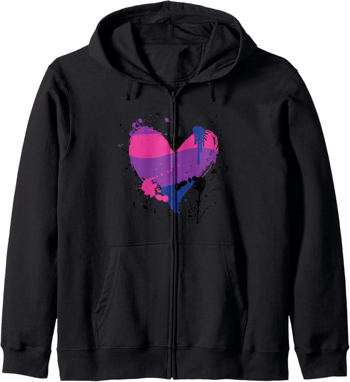 Paintsplash Bisexuelles LGBT-Herz | Geschenk Bisexueller Stolz Flagge Kapuzenjacke