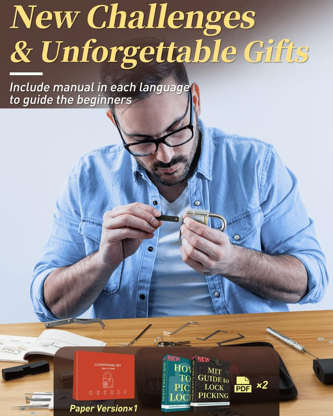 FAHEFANA Lockpicking Set, [2024 Neue Herausforderung & Geschenk für Anfänger] 26 Stück Dietrich Set