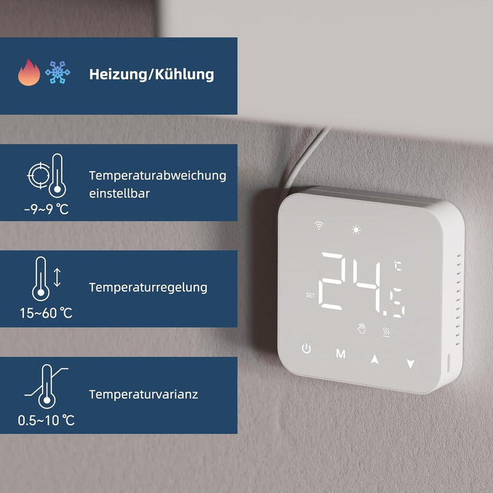 Beok Thermostat Heizung Digital, Programmierbarer Raumthermostat für Steuerung des Gaskessel und Was