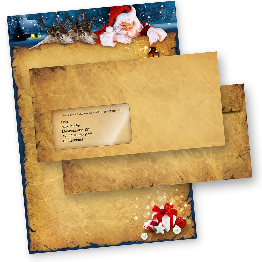 Nordpol Express 500 Sets Weihnachtsbriefpapier mit Fensterumschlag Briefpapier Weihnachten mit Umsch