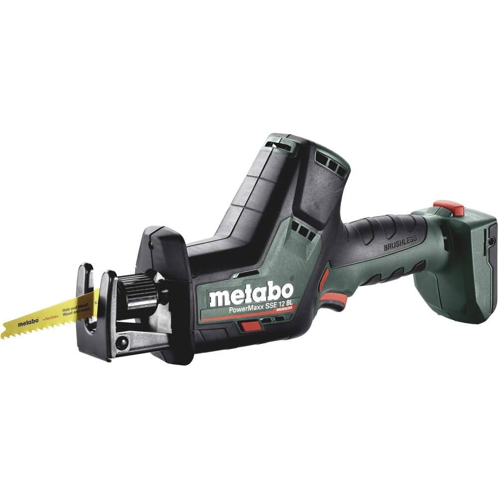 Metabo Akku Säbelsäge (ohne Akku, mit LED-Licht, 12 V, Sägeblatt 180° drehbar, Tiefenanschlag werkze