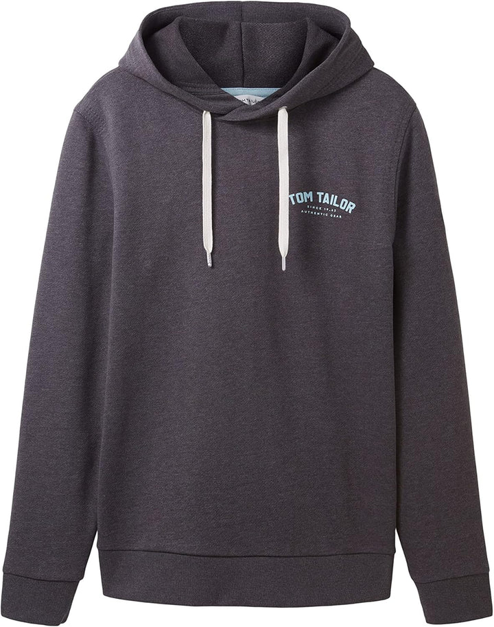 TOM TAILOR Herren Sweatshirt Hoodie mit Logo-Print XL 11086-dark Grey Melange, XL 11086-dark Grey Me
