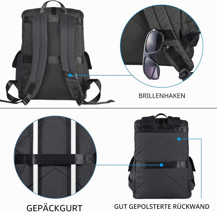 KROSER Laptop Rucksack 17,3 Zoll Damen Herren Schultasche Tagesrucksack Wasserabweisend Grosse Gepäc