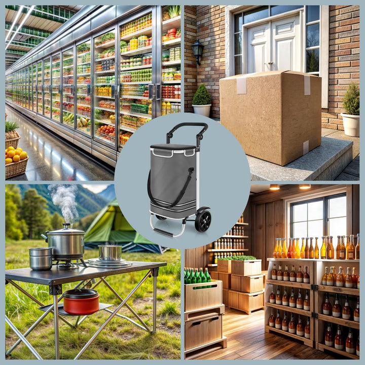 Dimono® Einkaufstrolley Klappbarer 3 in1 Trolley zum Einkaufen; 56 Liter inkl. Kühlfach; Transportwa