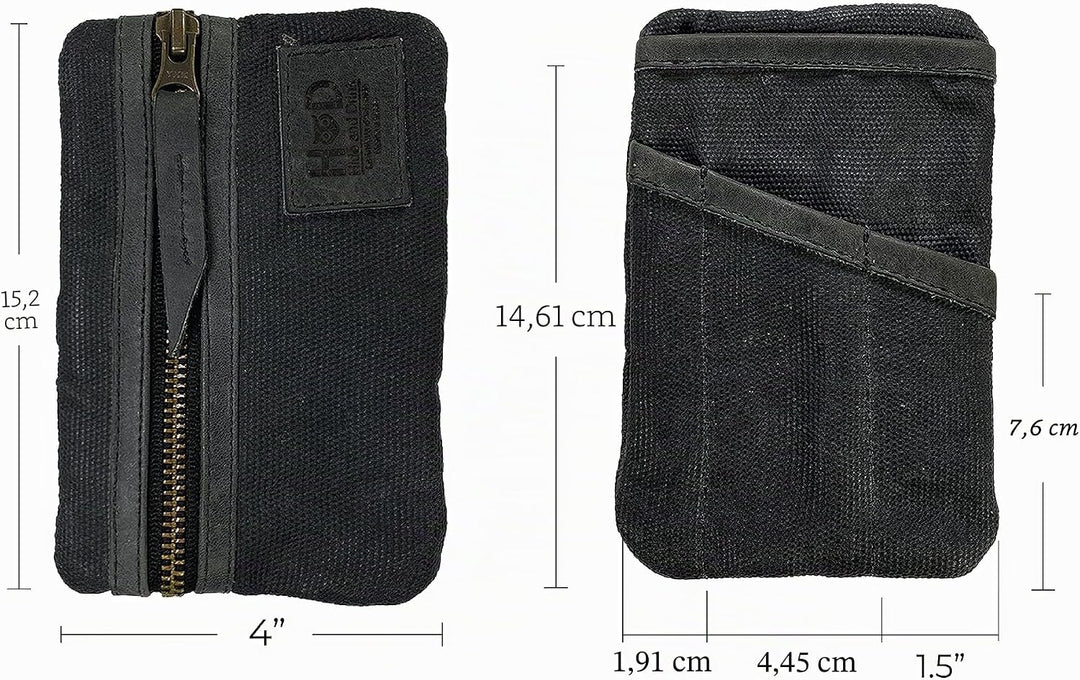 Hide & Drink, Multitool-Tasche, handgefertigt aus gewachstem Segeltuch und Vollnarbenleder Dunkelgra