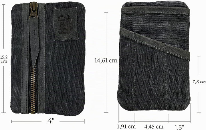 Hide & Drink, Multitool-Tasche, handgefertigt aus gewachstem Segeltuch und Vollnarbenleder Dunkelgra