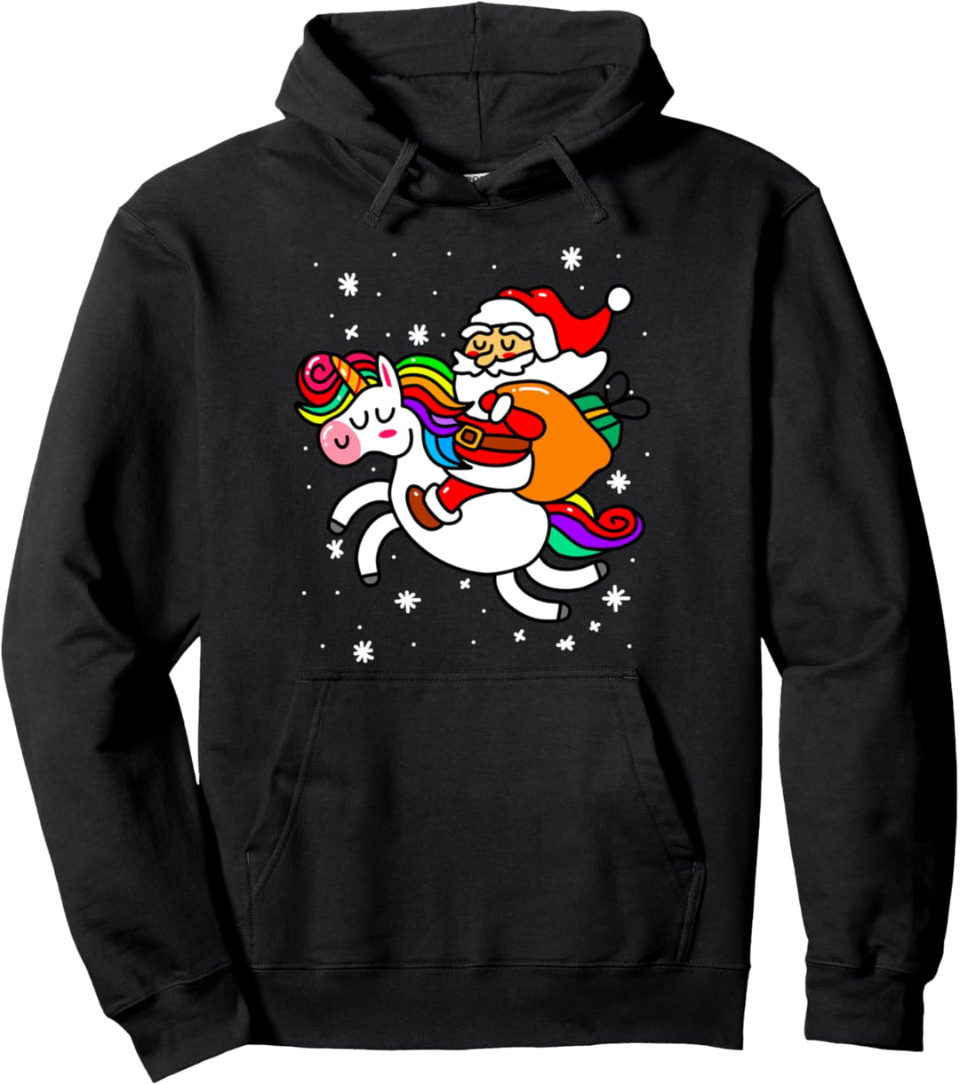 Weihnachten Santa Reiten Einhorn Mädchen Kinder Frauen Pullover Hoodie