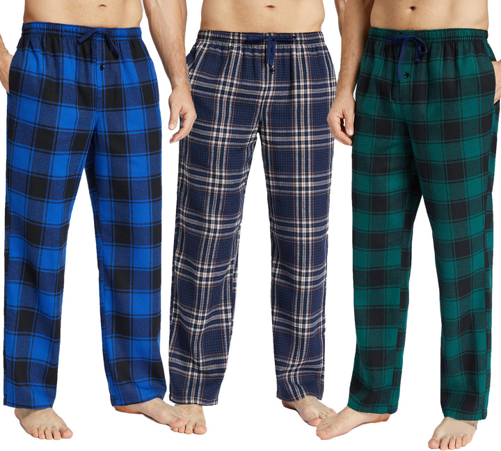 JupiterSecret Herren Pyjamahose Lang Schlafanzughosen für Herren Karierte Nachtwäsche 3er Packs Flan