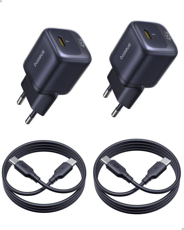 Baseus 45W USB C Ladegerät, 2Pack GaN Schnellladegerät, PPS PD Netzteil für iPhone 17/16/15 Pro Max,