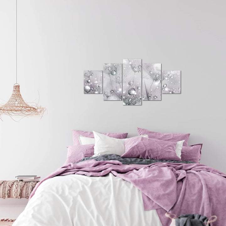 Runa Art Wandbilder Blumen Pusteblume 5 Teilig Bild auf Vlies Leinwand Deko Wohnzimmer Blumenwiese G