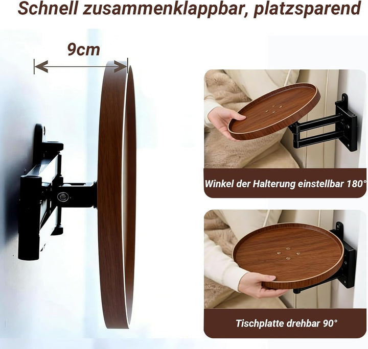 Rund Klapptisch Wand Holz Kleine Wandtisch Ausziehbar Klapptisch Platzsparend Schwebender Nachttisch