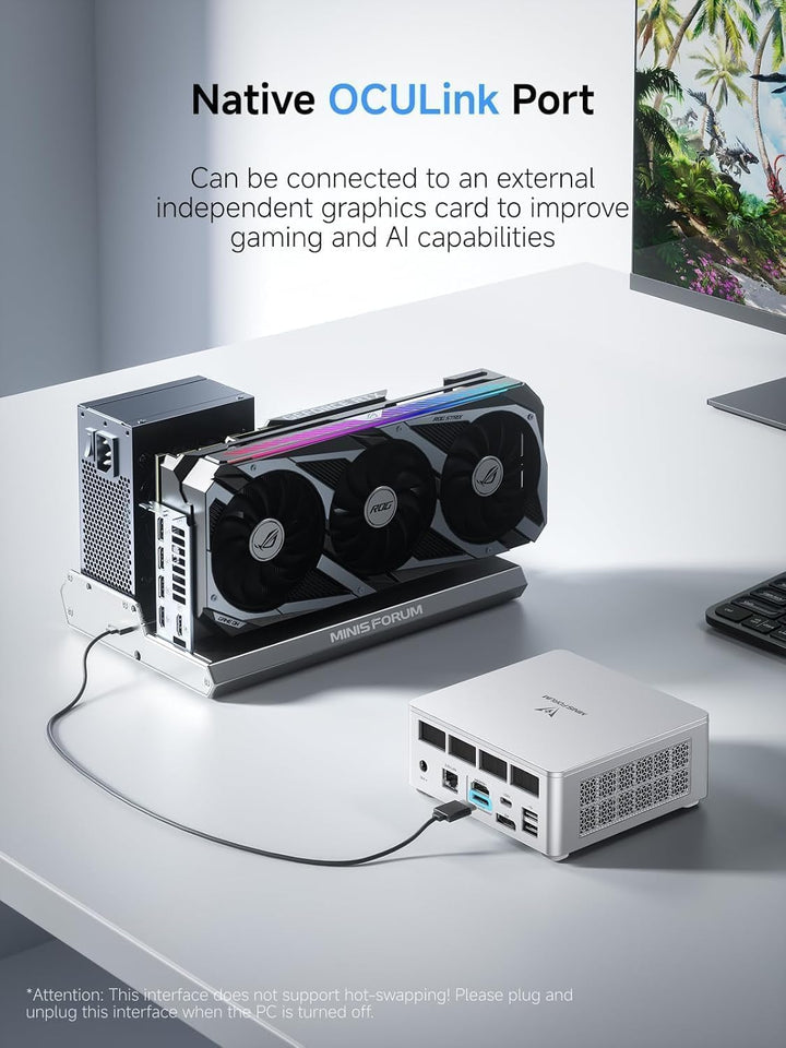 MINISFORUM UM880 Plus Mini PC, AMD Ryzen 7 8845HS(8C/16T, bis zu 5.1GHz), Radeon 780M Grafik, OCuLin