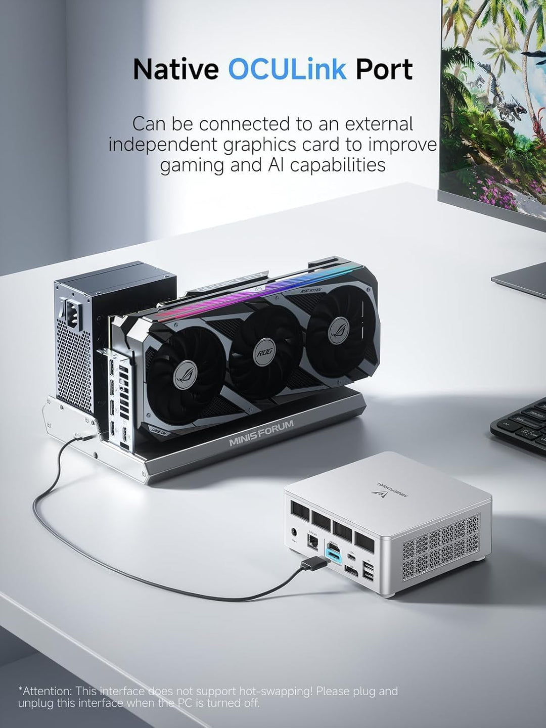 MINIS FORUM UM880 Plus Mini PC, AMD Ryzen 7 8845HS(8C/16T, bis zu 5.1GHz), 16GB DDR5-RAM, 512G B SSD