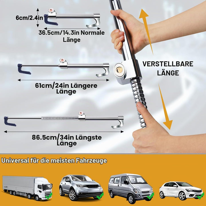 Turnart Lenkradschloss für Auto, Bremsschloss mit 3 Schlüsseln - Doppelhaken - Autokupplung Pedalsch