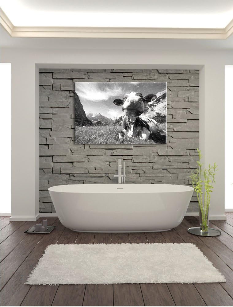 Pixxprint Kuh im Karwendelgebirge Kunst als Leinwandbild/Grösse: 100x70 / Wandbild/Kunstdruck/fertig