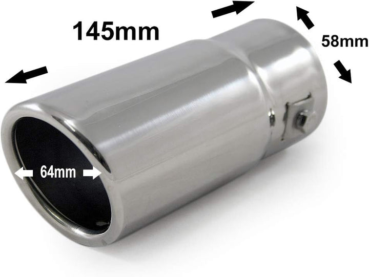 Auspuffblende Endrohr Auspuff Universell Schalldampf Edelstahl Rund bis 53mm Chrom AutoHobby