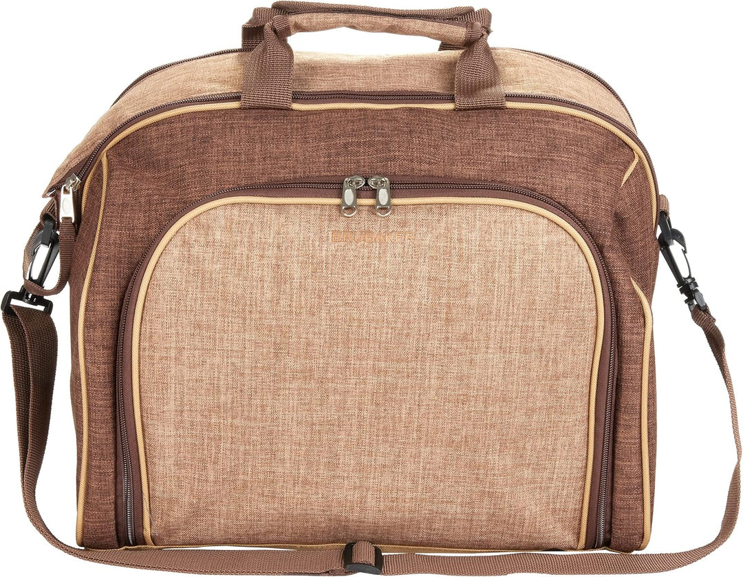BRUBAKER Picknicktasche für 4 Personen mit Kühlfach - tragbar als Duffelbag oder Schultertasche - Br