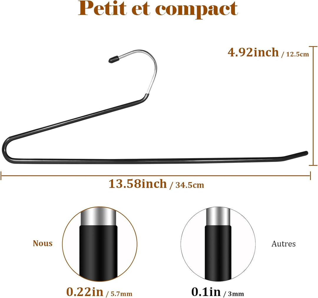 Hosenbügel aus Metall,30 Stück Hosenbügel Platzsparend mit offenem Ende und,36cm breit,Anti-Rutsch-R