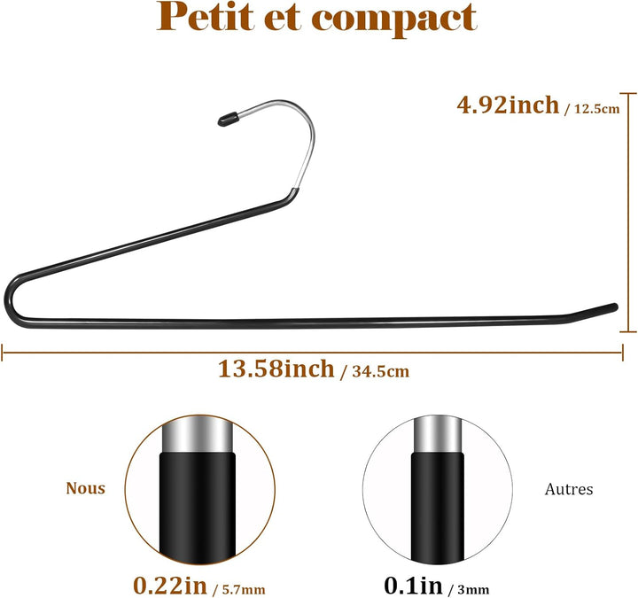 Hosenbügel aus Metall,30 Stück Hosenbügel Platzsparend mit offenem Ende und,36cm breit,Anti-Rutsch-R