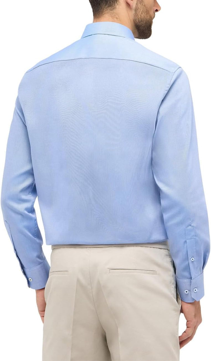 ETERNA Male Strukturhemd Comfort FIT Normal 43 Blau, Normal 43 Blau