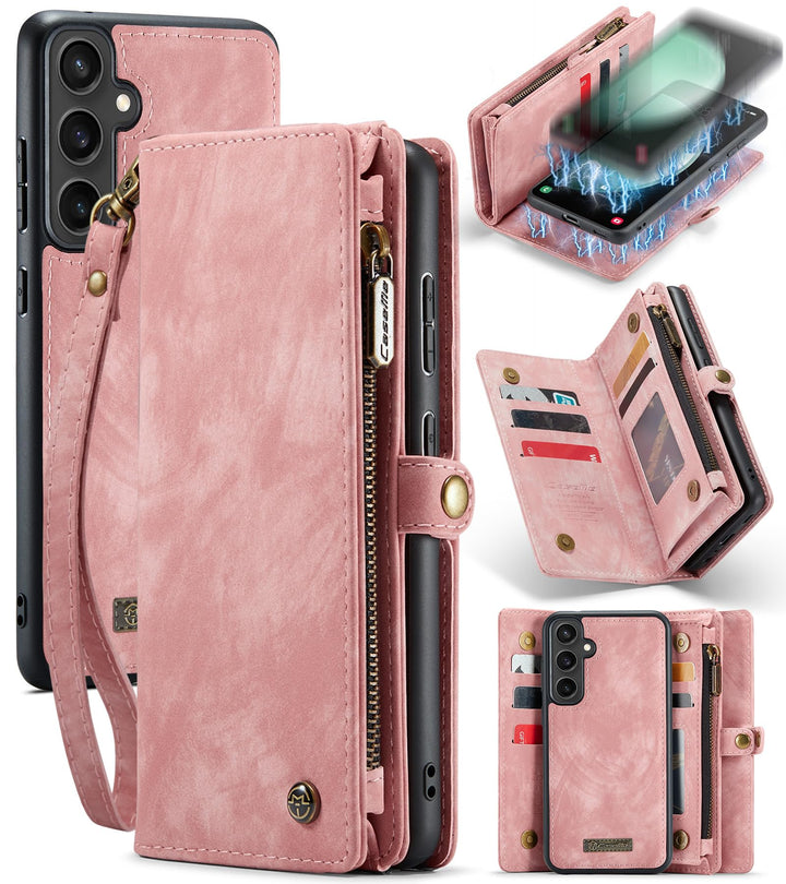 UFinetech für Samsung S23 FE Hülle, Stossfest Kartenfach Magnetisch Abnehmbare Tasche für Samsung Ga