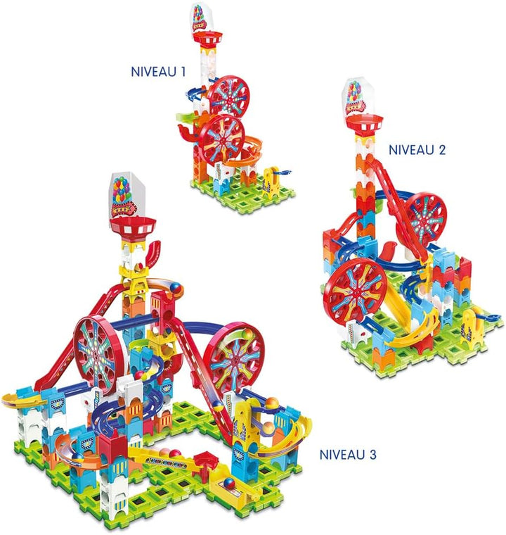 VTech Marble Rush - Adventure Park Challenge L300 E – Interaktive Murmelbahn mit spannenden Bahnelem