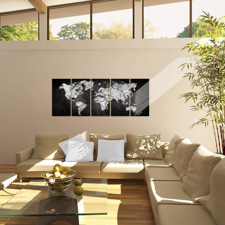 Runa Art Bild Weltkarte Wandbilder auf Vlies Leinwand 5 Teilig Wanddekoration Büro Wohnzimmer 002956