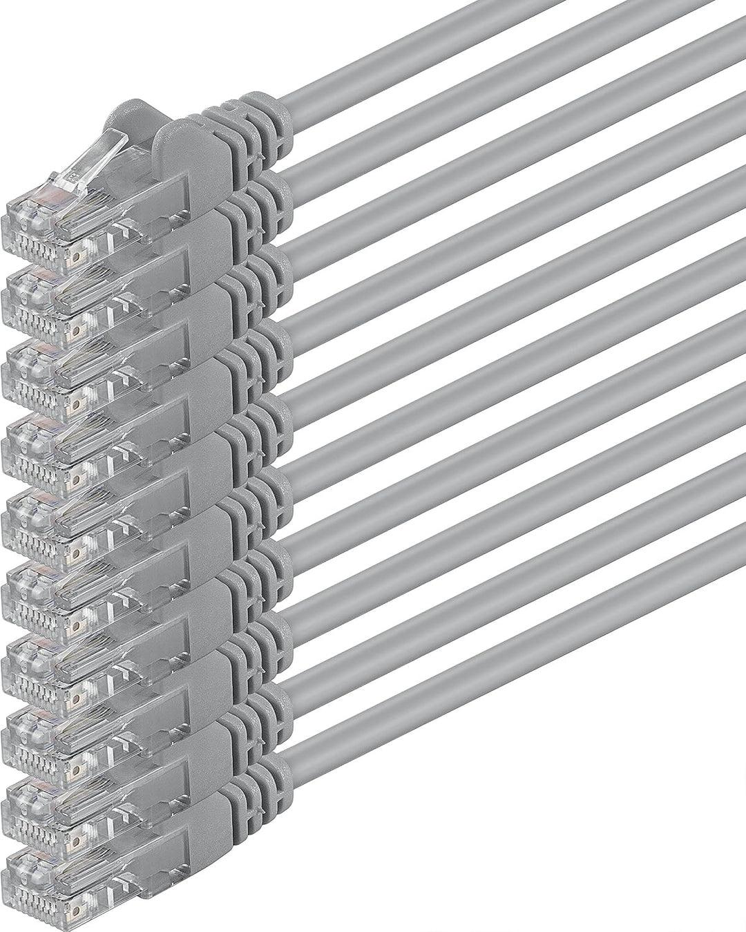 5m - grau - 10 Stück - (PACK) - CAT.6 CAT6 Ethernet-Lan-Netzwerk-Kabel 1000Mbit/s Patchkabel 5,0 Met