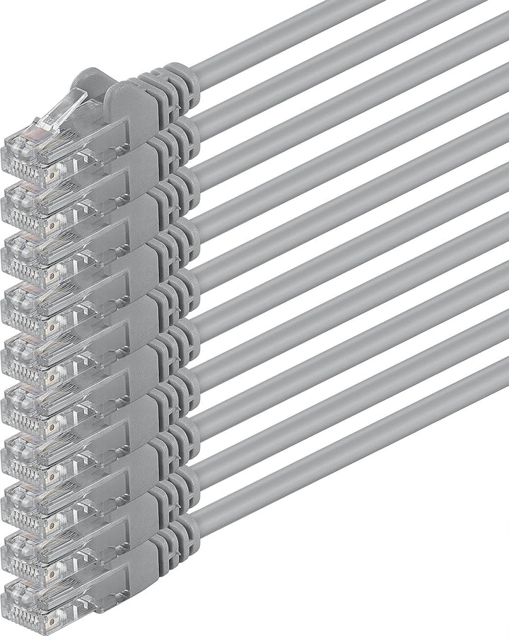 5m - grau - 10 Stück - (PACK) - CAT.6 CAT6 Ethernet-Lan-Netzwerk-Kabel 1000Mbit/s Patchkabel 5,0 Met