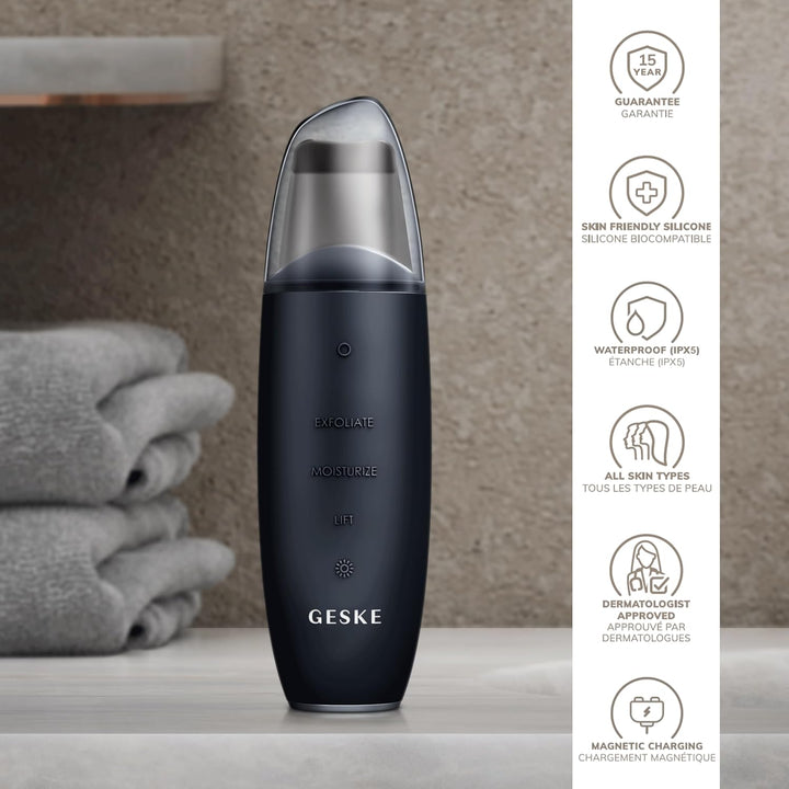 GESKE | SmartAppGuided™ MicroCurrent Skin Scrubber &amp; Blackhead Remover | 9 in 1 | Skincare Tools | F