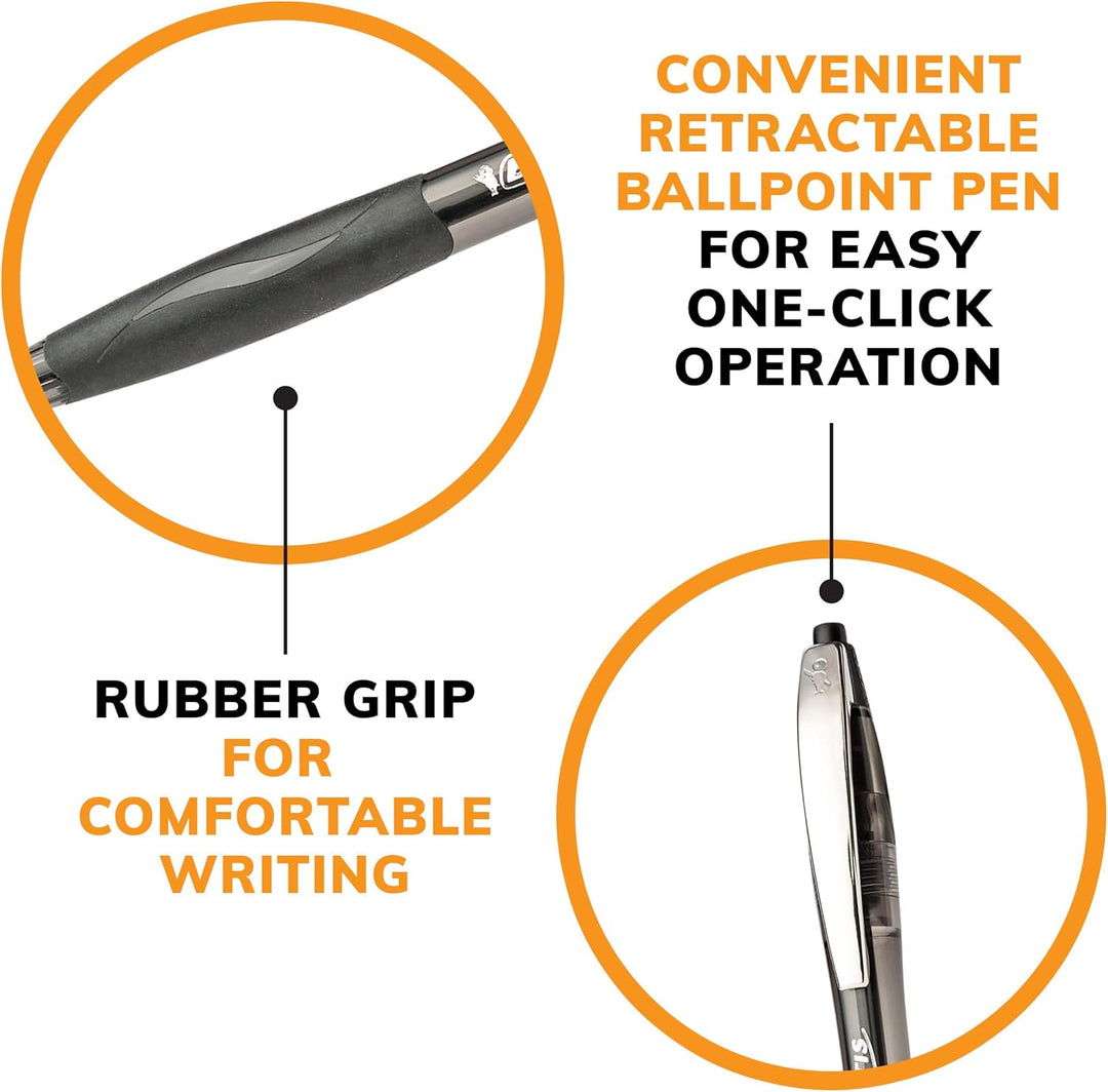 BIC Glide Druckkugelschreiber, mittlere Spitze (1,0 mm), schwarz, bequemer Gummigriff zum Schreiben,
