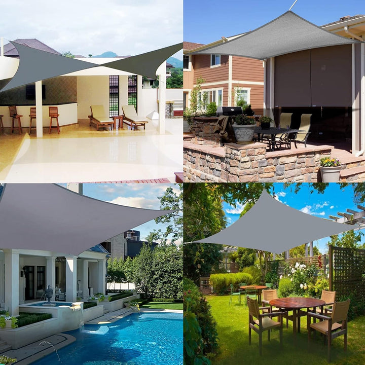 Sunal Sonnensegel 3x5m Rechteckig,PES Polyester Wasserdicht,95% UV Schutz,inkl.Befestigungsseile,gra