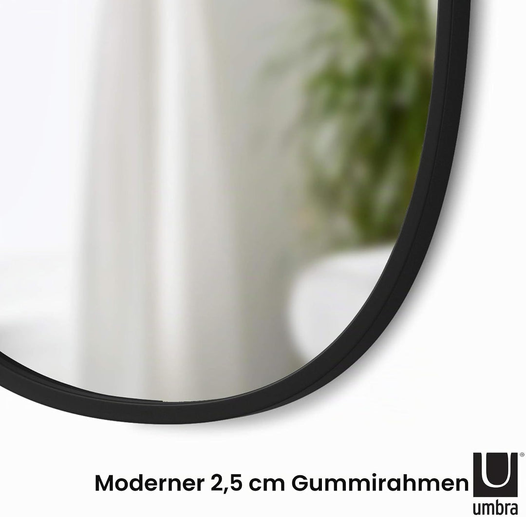 Umbra Hub Wandspiegel – Ovaler Spiegel für Diele, Badezimmer, Wohnzimmer und Mehr, Schwarz, 45x60 cm