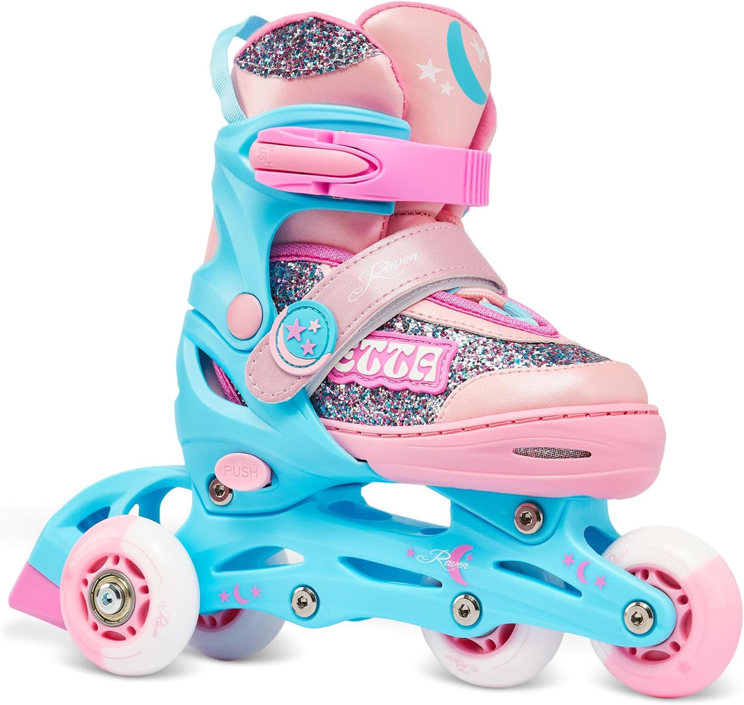 RAVEN 4in1 Inline Skates Triskates Rollschuhe Schlittschuhe Inliner für Kinder Mädchen verstellbar G