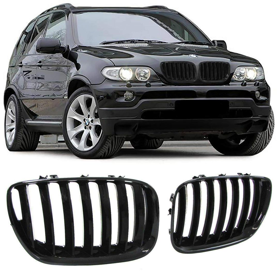 X5 E53 2004–2006 Frontstossstangengitter, glänzend, Schwarz, 1 Paar