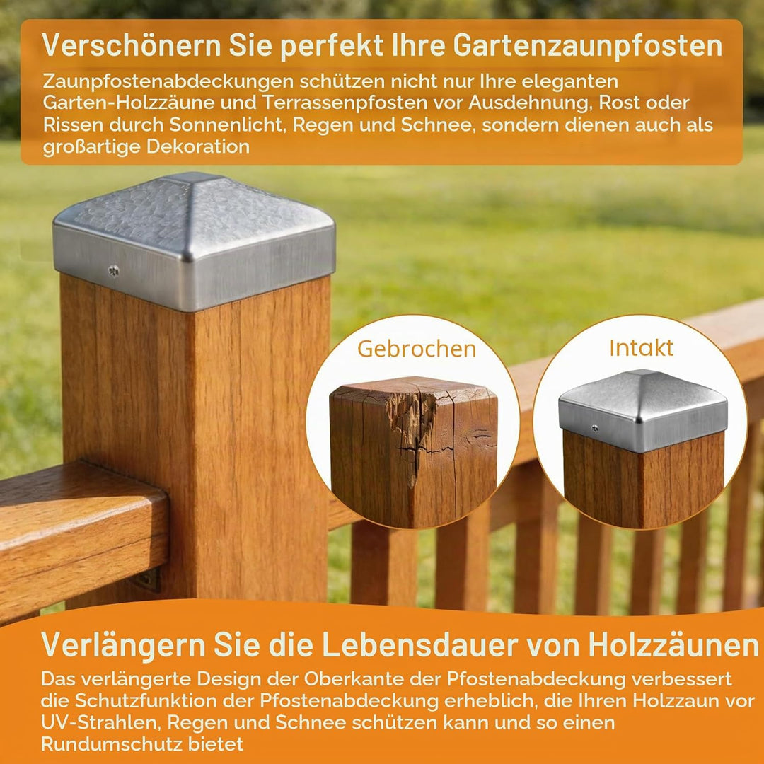 8 Stk Pfostenkappe 7x7cm,Zaunpfosten Kappen,Bodenhülsen für Holzpfosten 7x7cm, Zaun Abdeckkappen,Pfo