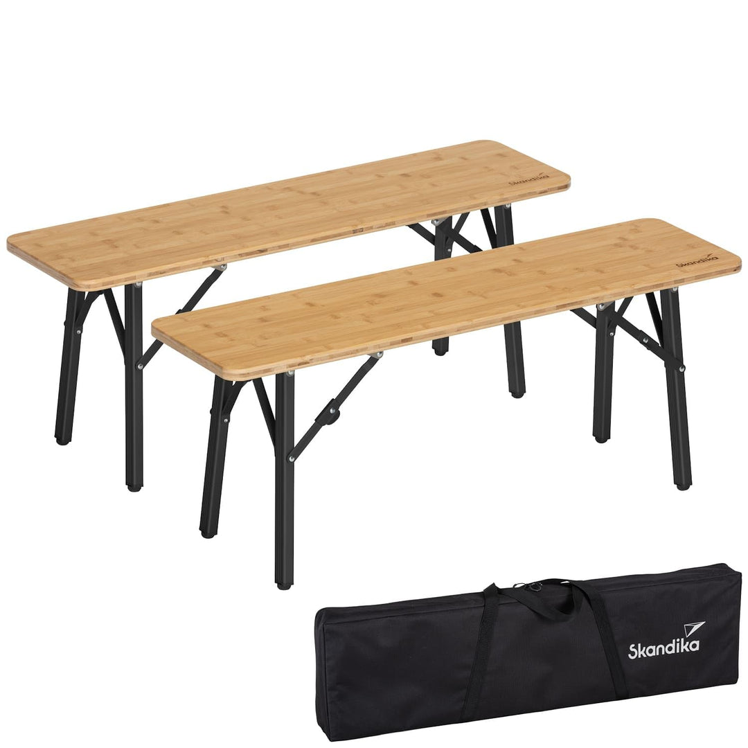 Skandika Sitzbank Tobro 2er Set | Campingbank aus Bambus, 100 x 27 x 39 cm, bis 200 kg belastbar, we
