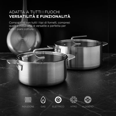MasterPRO SIGMA - Kochtopf mit Deckel 4.9L 24x11 cm Edelstahl - 3 Schichten für optimale Wärmeleitfä