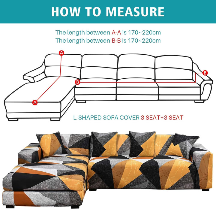 ShowyLive Sofa Überzug Couch Überzug 2er Set für Ecksofa L-Form Sofabezug 3 Sitzer+3 Sitzer, mit 4 S