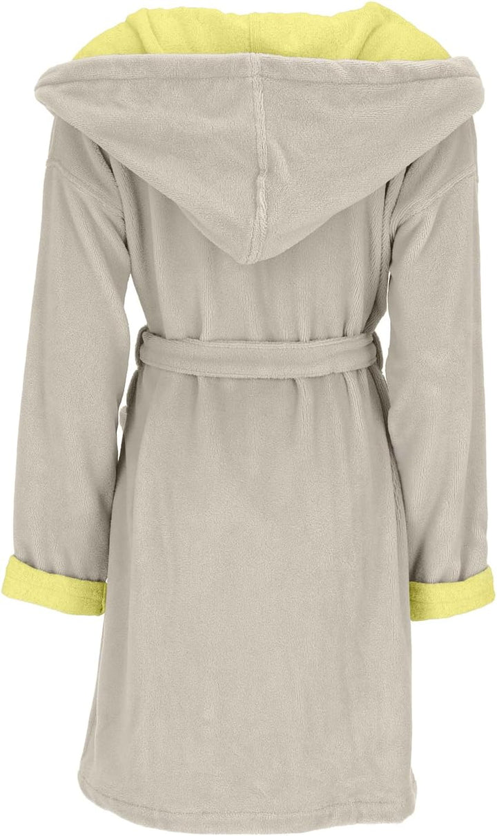 Vossen Damen Bademantel Palermo, Einfarbig S Stone/Electric Yellow - 0006, S Stone/Electric Yellow -