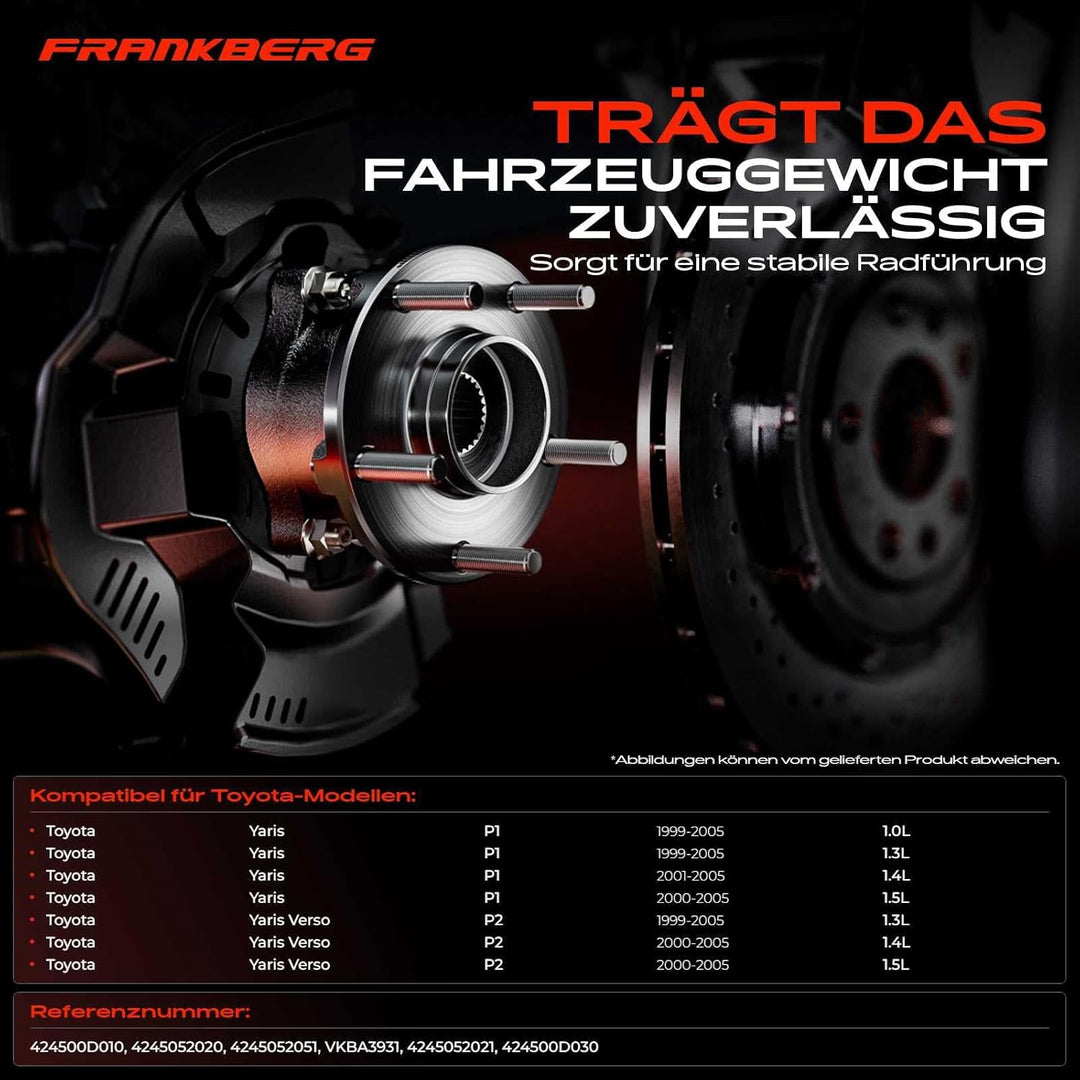 Frankberg 1x Radnabe Radlagersatz Hinterachse Kompatibel mit Yaris NCP1 NLP1 SCP1 P1 Yaris Verso NCP