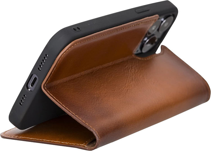 Solo Pelle aufklappbare Lederhülle kompatibel für iPhone 13 Pro in 6.1 Zoll inkl. 1 Kartenfach für d