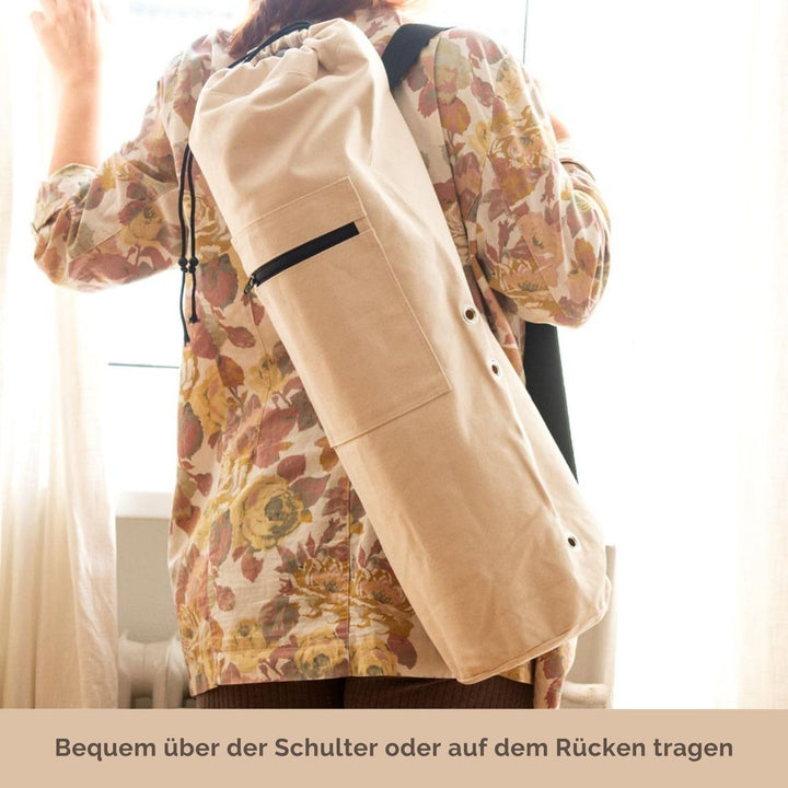 Yogatasche CANVAS Bag, grosse Yogamattentasche aus Baumwolle, Seesack, strapazierfähig, anthrazit Na