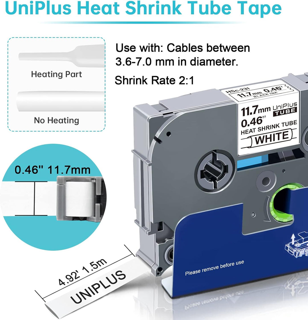 UniPlus 3x Kompatibel Schrumpfschlauch Ersatz für Brother Hse-231 Hse231 Etikettenband für Brother P
